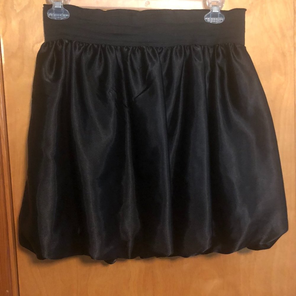Black Satin Bubble Skirt Wide Waistband Size 3X French Atmosphere